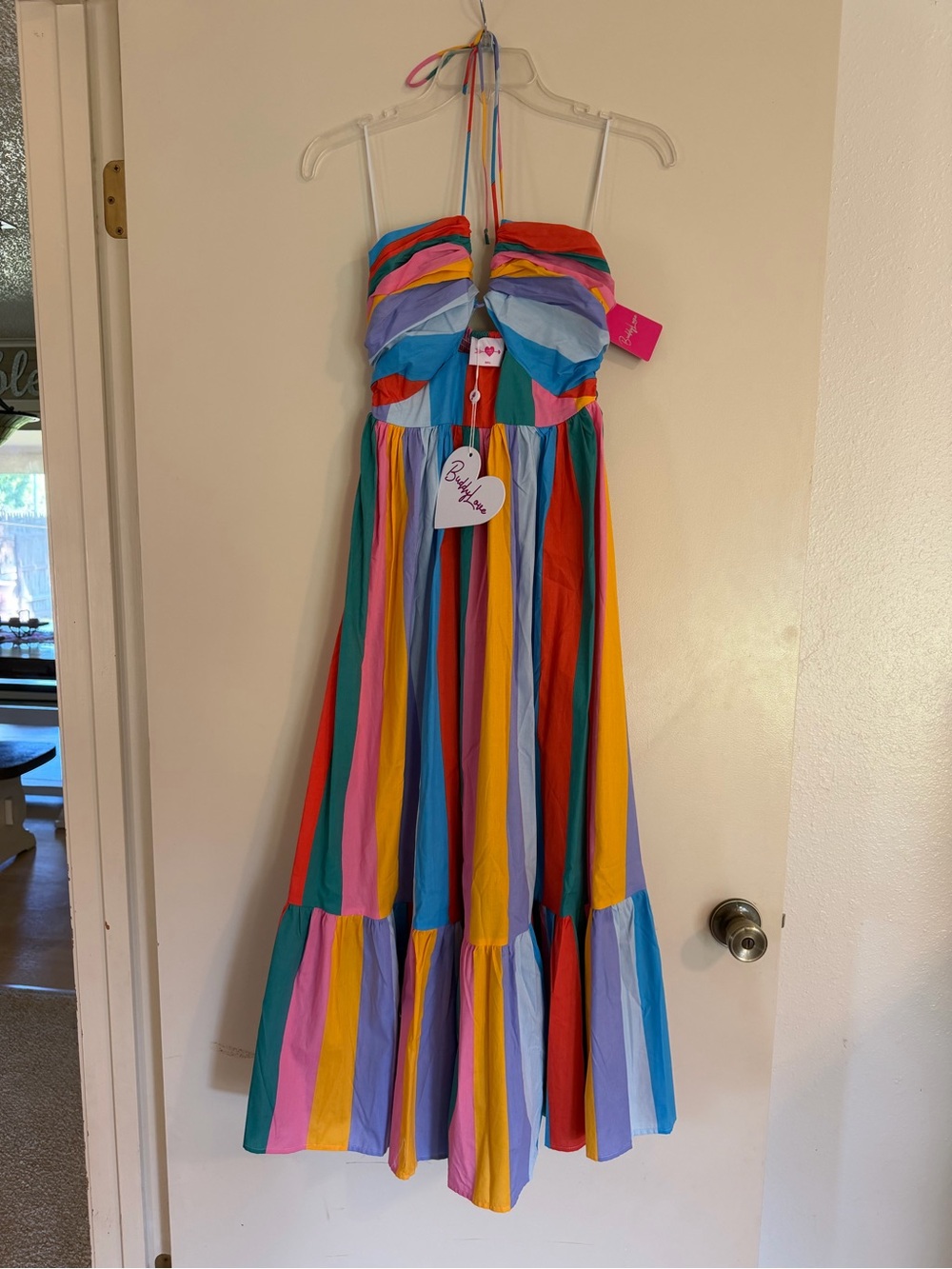 Buddy Love Multicolor Striped Halter Maxi Dress